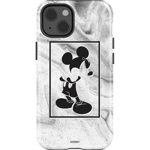 Disney Mickey Mouse Shape on Marble iPhone 15 Impact Case